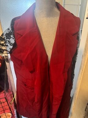 SHEIN Red Draped Open-Front Vest